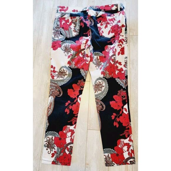 Chico's 2.5 Platinum Jeggings Women’s ‎ Medium Colorful Floral Bk/Wh/Red Large - Picture 3 of 7